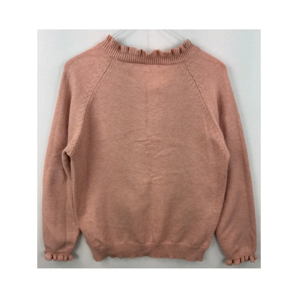 BTFBM Sweater‎ Womens XL Pink Ruffle Henley Coquette Twee Cottagecore Knit